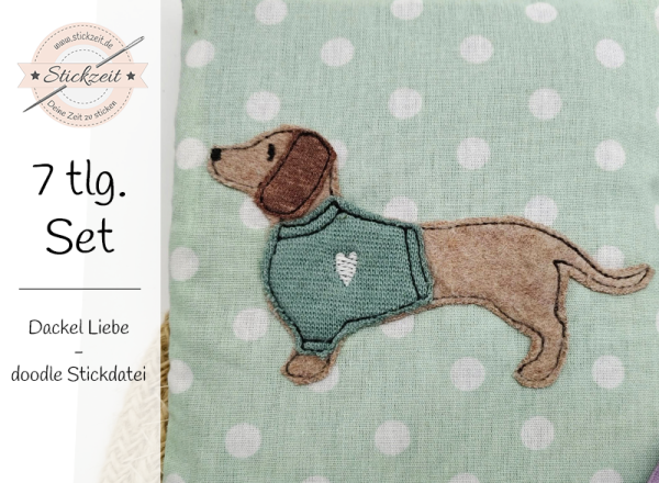 Dackel Liebe - doodle Stickdatei